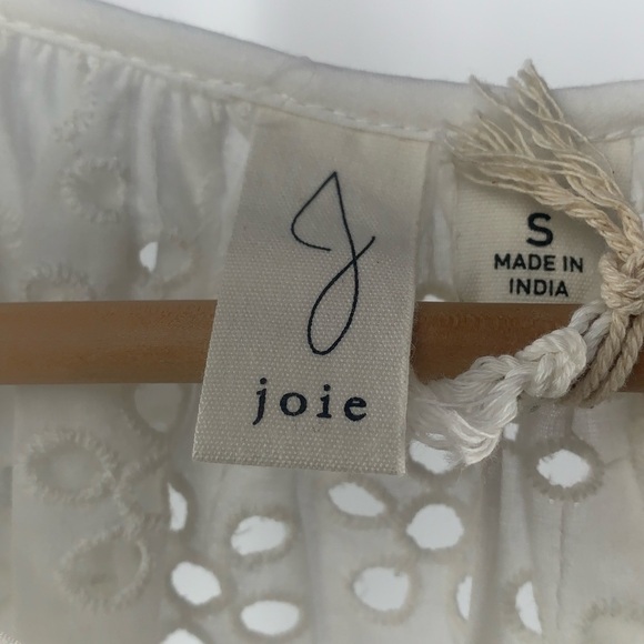 NWT Joie Cotton‎ Eyelet Long Sleeve Peasant Top in White Size Small - Picture 2 of 4